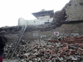 지진으로 한 사원이 완전히 무너져 내린 모습. ⓒ기아대책 제공