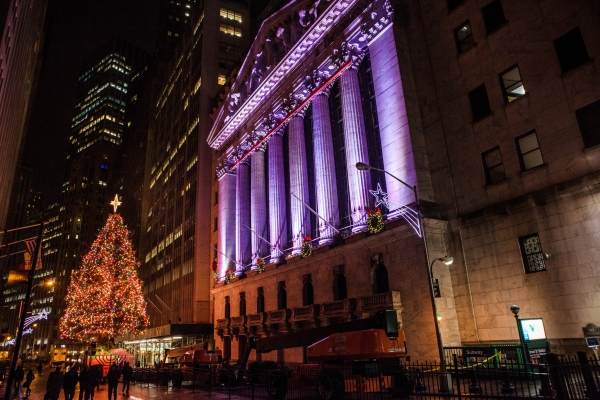 미국 뉴욕 월 스트리트의 성탄 장식