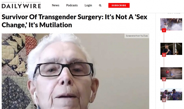 ▲월트 헤이어(Walt Heyer) 씨의 기고를 인용한 기사의 원문 ⓒDaily Wire 캡쳐