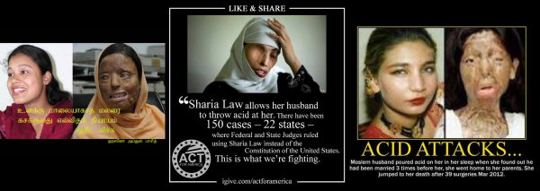 ▲이슬람의 샤리아 법으로 인해 남편이 염산을 부어도 보호받지 못하는 여성들, 반면 남성은 폭행을 해도 법적으로 보호를 받는다. 샤리아법 관련 키워드로 검색하면 보다 많은 피해 사례들이 나온다. ⓒ인터넷 소셜미디어
