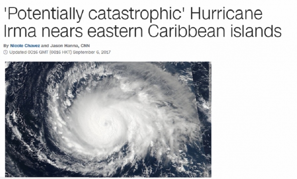 ▲허리케인 어마. ⓒCNN 보도화면 캡쳐