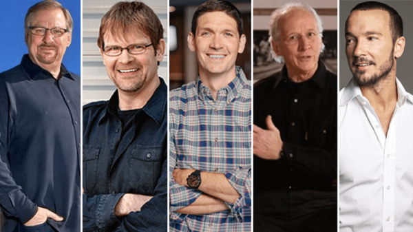 (왼쪽부터) 릭 워렌 목사, 페리 노블 목사, 맷 챈들러 목사, 존 파이퍼 목사, 칼 렌츠 목사. ⓒ처치리더스닷컴
