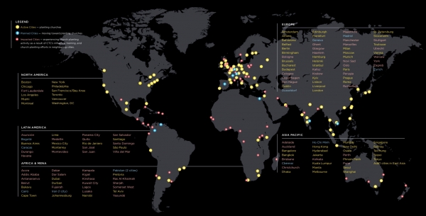 ▲CTC의 영향 하에 교회가 개척되었거나 혹은 개척되고 있는 도시들. ⓒRedeemer City to City Mission Investor Guide 2016