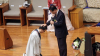 (오른쪽부터) 지난 2017년 11월 명성교회 담임목사 위임 예식에서 김삼환 원로목사가 김하나 목사에게 안수기도하고 있다. 