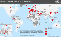 3월 15일(현지시간)까지 확인된 전 세계 코로나19 확진자 분포.ⓒWHO Situation Report
