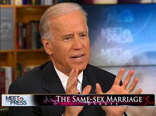 미국 대선후보 조 바이든 전 부통령은 지난 2012년 일요 시사프로그램 '밋 더 프레스'(Meet the Press)에 출연, 동성결혼 합법화와 관련해 찬성하는 입장을 밝힌 바 있다.