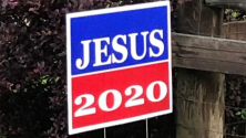 ‘예수 2020’ 표어가 적힌 표지판. ⓒ조이스 허바드