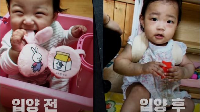 기독교인 양부모의 학대로 죽음에 이른 정인 양의 입양 전후 모습. ⓒ유튜브