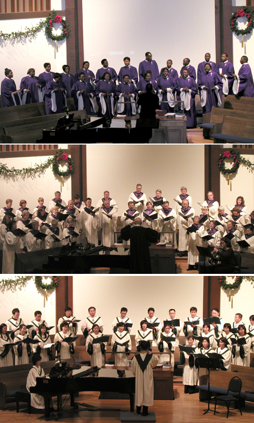 (위부터) 케냔어메리칸커뮤니티처치 성가대, 쉘로포드장로교회 성가대, 중앙장로교회 성가대