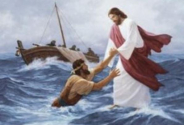 물에 빠진 베드로를 건져올리시는 예수 ©유튜브 영상 캡처   