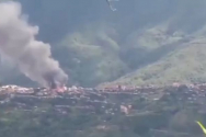 미얀마 친주 탈틀랑 마을의 가옥들이 불타고 있다.  ⓒRFA 보도화면 캡쳐