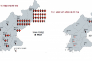 북한 내 처형 장소(왼쪽)와 김정은 시기 처형 장소에 관한 탈북민 진술을 토대로 한 지도 ©‘김정은 시기의 처형 매핑’ 보고서 캡쳐 