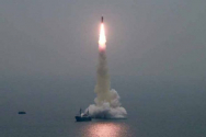 지난해 잠수함발사탄도미사일(SLBM) ‘북극성 3호’ 발사 장면. ⓒ인터넷 캡처