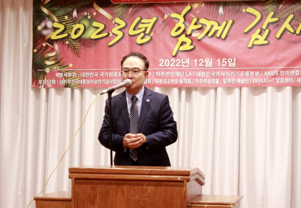 NKIA 탈북민선교회 대표 김영구 목사가 남가주 탈북민들을 향한 관심과 사랑을 당부하고 있다