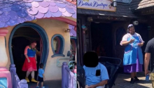 디즈니랜드의 남성 직원들이 여성 복장을 한 채 아이들을 맞이하고 있다. ⓒLibsOfTikTok