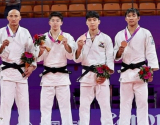 항저우 아시안게임에서 안바울 선수가 동메달을 획득했다. 왼쪽에서 세번째. ©안바울 인스타그램