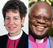 좌측부터 캐서린 제퍼츠 셔리 수좌주교, 피터 아키놀라 대주교. 