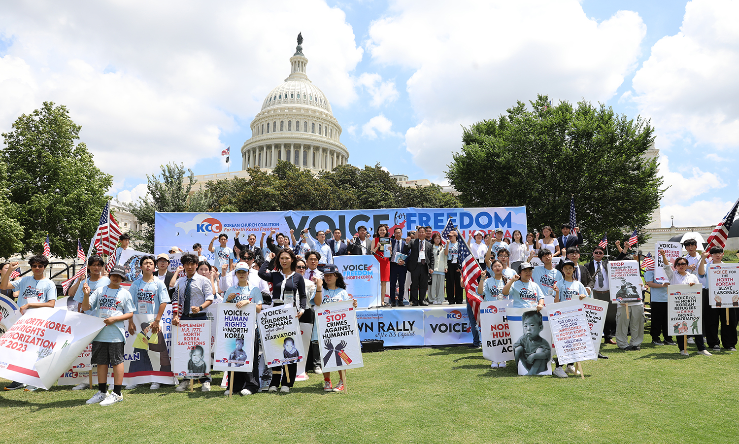 2024년 열린 제21회 북한자유주간 행사 중 4월10일 미국 워싱턴 D.C. 연방 국회의사당 앞에서 진행된 북한 인권 개선 및 탈북자 강제북송 반대를 위한 랠리