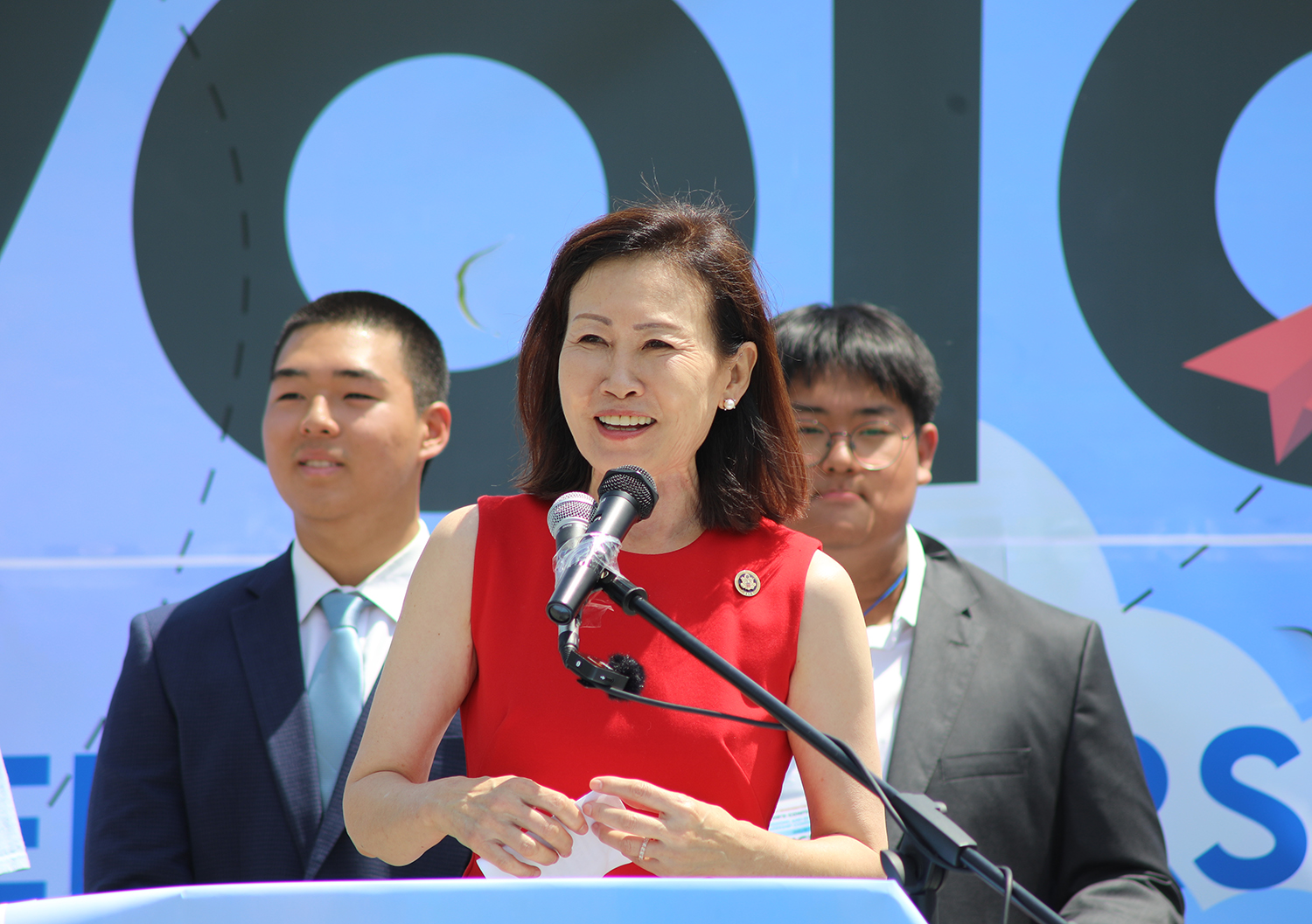 ▲과거 워싱턴 D.C. 국회의사당 광장에서 진행된 북한자유주간 행사에서 미셸 박 스틸이 발언하고 있다. ⓒ기독일보 DB