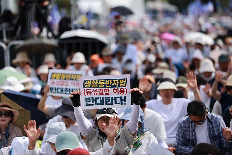 ▲퀴어축제 반대 거룩한방파제 통합국민대회 모습.  