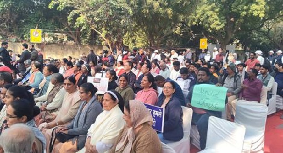 폭력 반대 시위에 나선 인도 기독교인들. ⓒ세계기독연대
