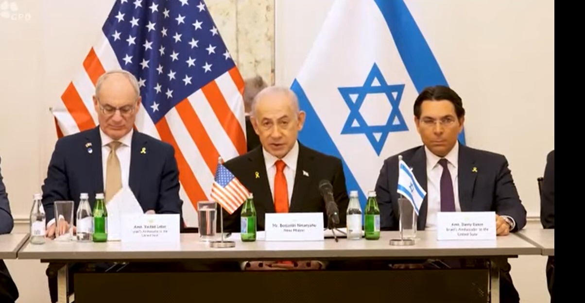 ▲미국 플로리다에서 복음주의 기독교 지도자들과 만난 베냐민 네타냐후 총리(가운데). ⓒYoutube/themedialine