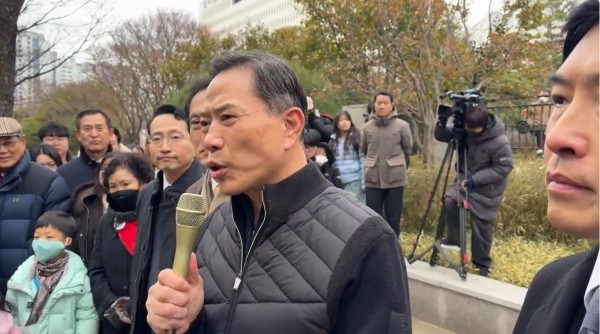 손현보 목사가 기자회견서 자신의 입장을 발언하고 있다. ©유튜브 영상 캡쳐