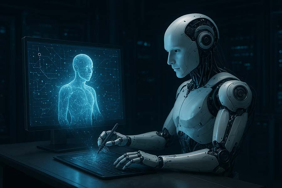 ▲AI가 생성한 'AI가 AI를 만들고 있는 장면'. ⓒ챗GPT-5