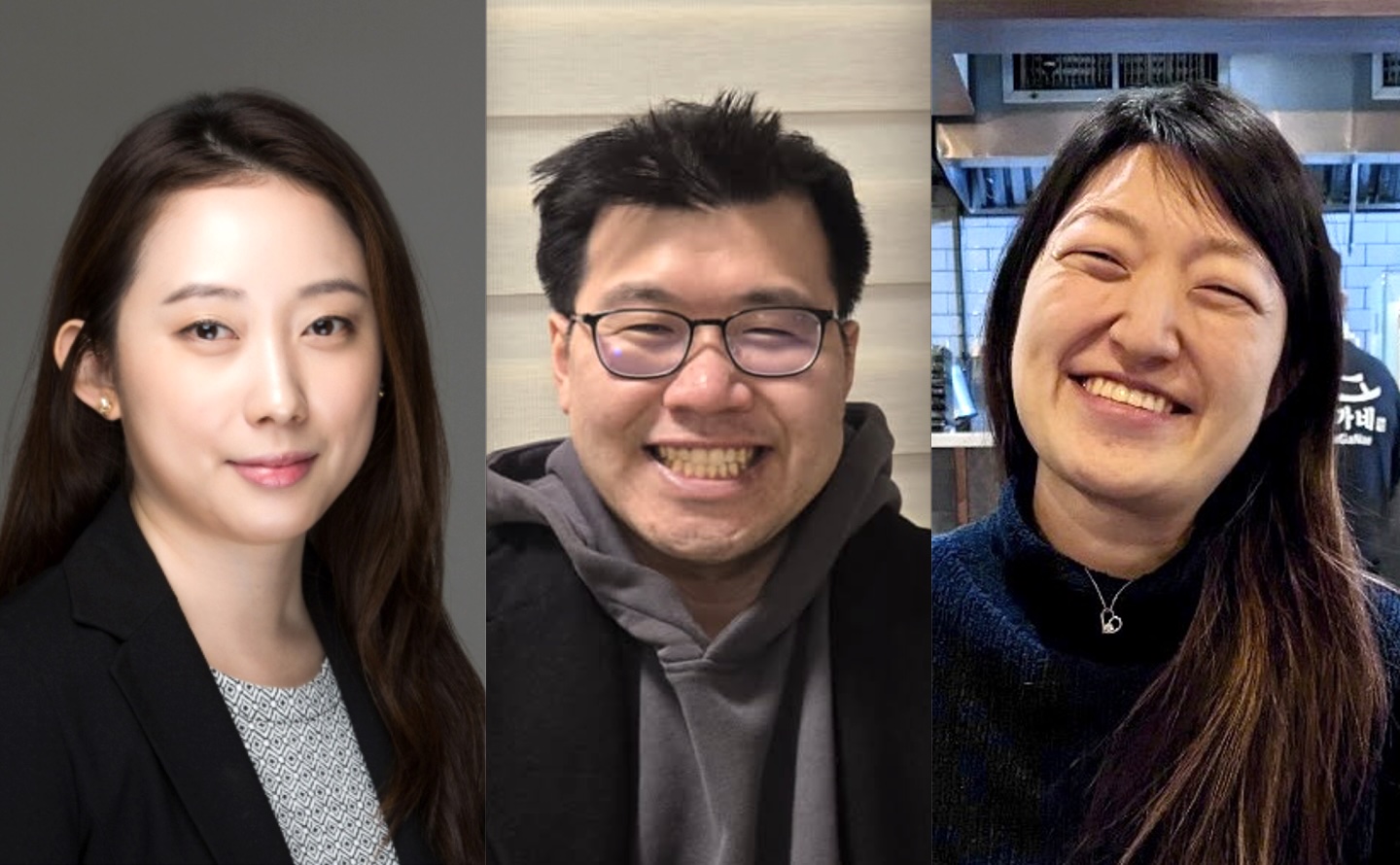 베이사이드장로교회에서 2세로 자라나 현재 2세 사역자로 든든히 서서 사역하고 있는 소라 곽 집사, 케네스 김 전도사, 그레이스 연 전도사(좌측부터)