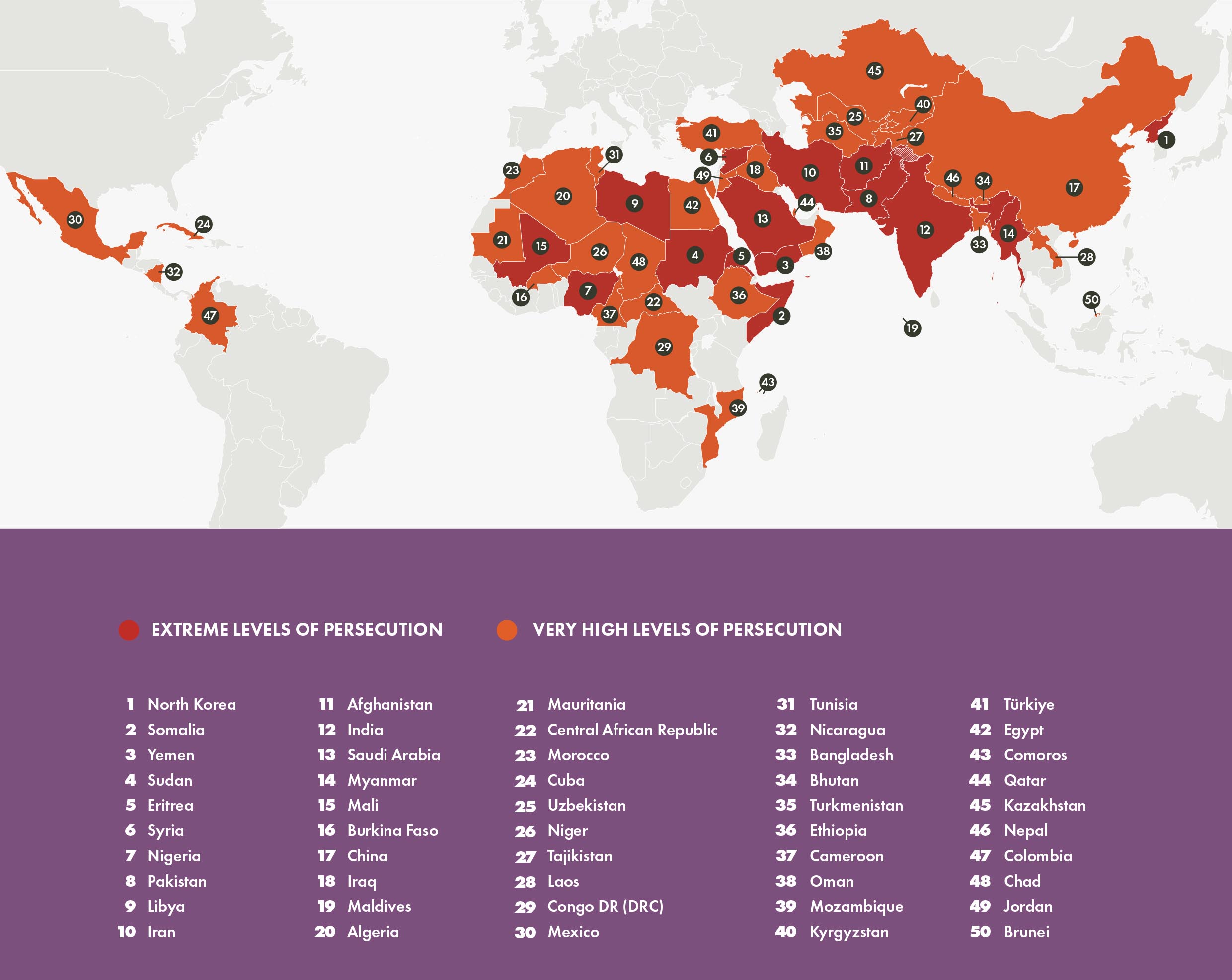▲WWL 2026 50개국 현황. ⓒ오픈도어선교회