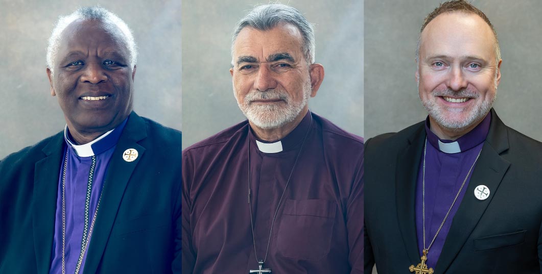 ▲(왼쪽부터 순서대로) 로랑 음반다 대주교, 미겔 우초아 대주교, 폴 도니슨 주교. ⓒGafcon