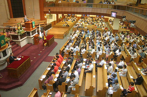31일 영락교회 예배당에서 제직회가 진행되고 있다.