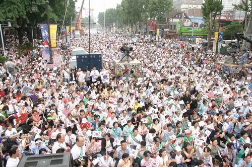 지난 6월 25일 대학로에서 한기총이 개최했던 북핵반대와 북한인권을 위한 특별기도회 ⓒ자료사진