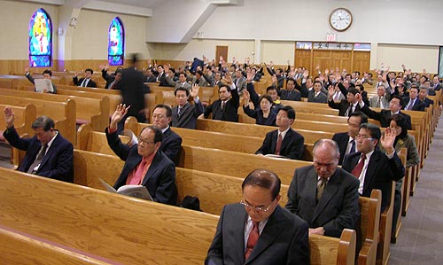 대부분의 목사회원들이 회칙 개정안 통과에 찬성했다.