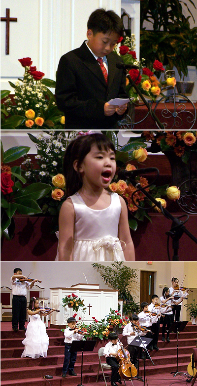 사회를 본 10살 천영준 군, 낭랑한 목소리로 아름다운 노래를 선사한 참가자.