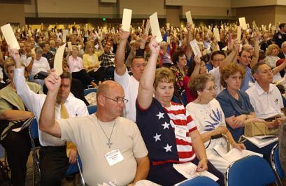 15일 세계침례교연맹 탈퇴가 표결된 SBC 정기 총회 모습./AP