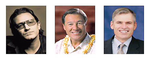 주강사들(왼쪽부터 보노, 웨인 코데이로 목사, 패트릭 렌시오니) 