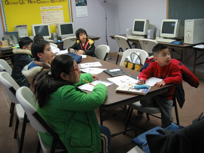새언약교회 한국학교에서 한글 수업을 진행중인 모습  ⓒ새언약교회