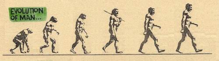 진화론자들이 주장하는 ‘인간의 진화과정’을 설명하는 그림.