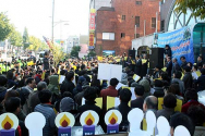 기독교계 단체들이 전재귀 목사의 석방을 촉구하며 시위를 벌이고 있다. ⓒ신태진 기자