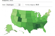 갤럽의 미국 각 주 별 종교인 비율에 대한 최근 설문조사 결과ⓒhttp://www.gallup.com