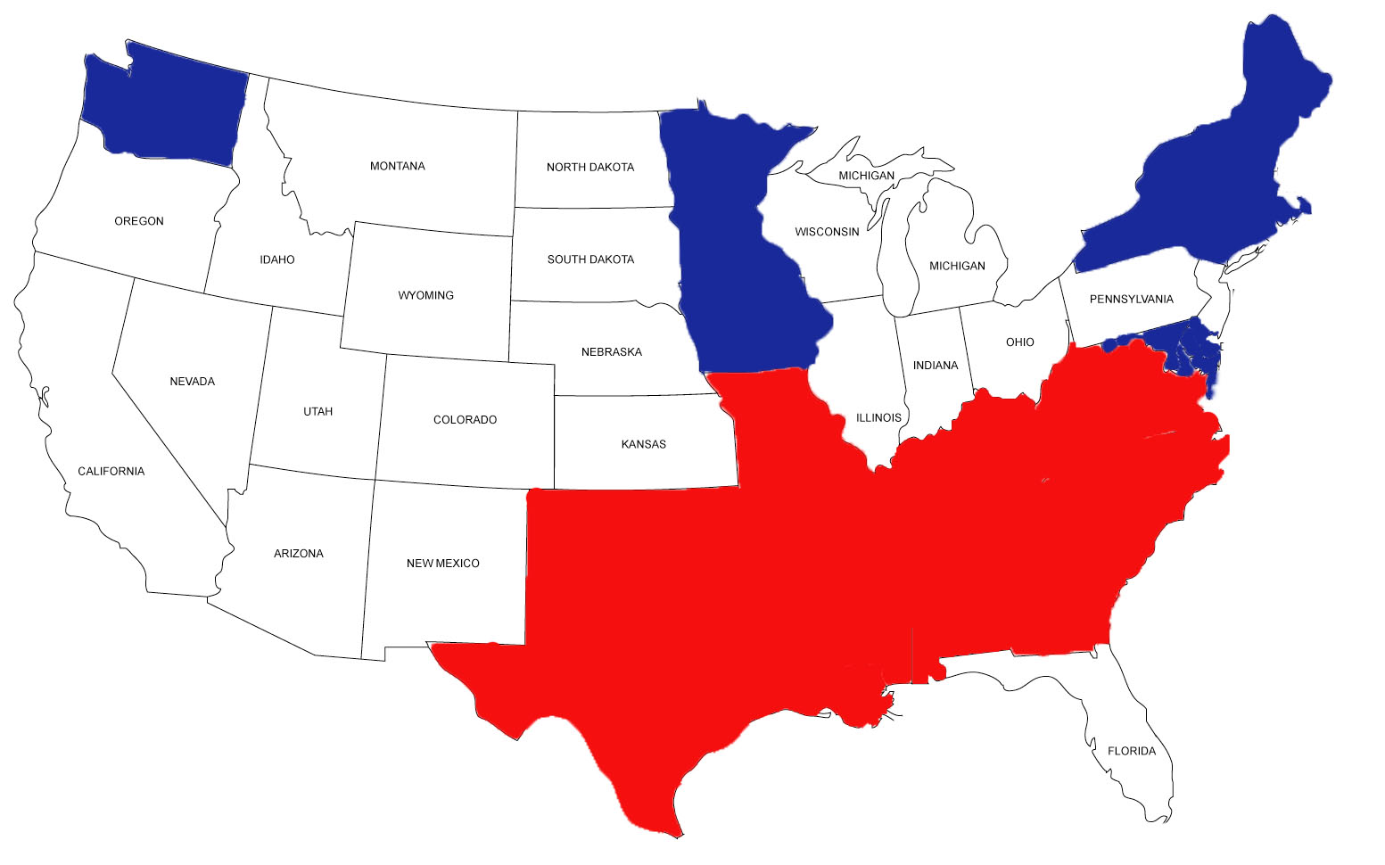 미국의 바이블 벨트와 동성결혼 벨트