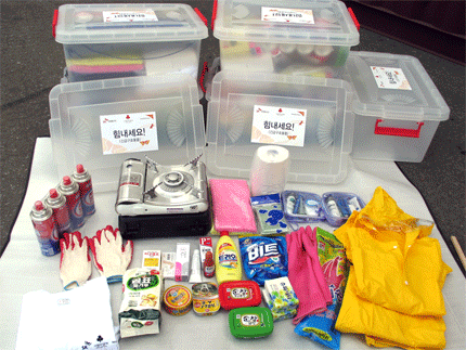 북한에 선적된 가정용 긴급 구호 세트 내용물 ⓒ월드비전
