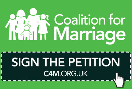 전통적 결혼 수호를 위해 서명을 받은 단체의 배너