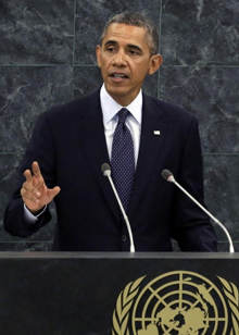 제68차 유엔총회에서 연설하는 버락 오바마 미 대통령