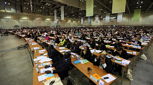 1일 벡스코 비즈니스홀에서 회무가 진행되고 있다. ⓒWCC 제공