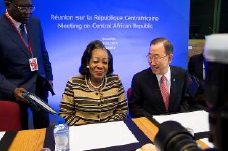 캐서린 삼바 판자 CAR 임시 대통령(좌)과 반기문 UN 사무총장(우)의 모습. ⓒ오픈도어선교회