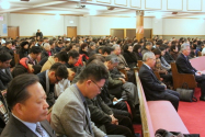 15일 퀸즈한인교회에서 열린 &lt;제자 옥한흠&gt; 상영회에 참석한 교계지도자들과 성도들