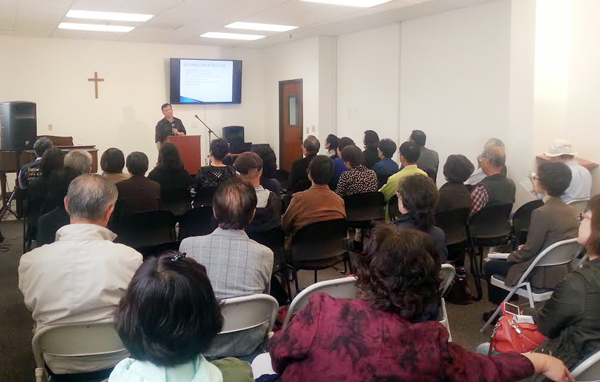 김성준 목사(시에라 호스피스 원목)가 ‘호스피스 세미나’ 개최 목적을 설명하고 있다.