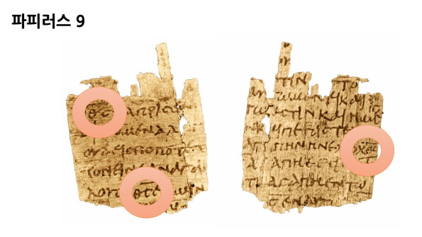 파피러스 9에 기록되어 있는 구절은 요한일서 4:11~12, 14~17의 부분이다.